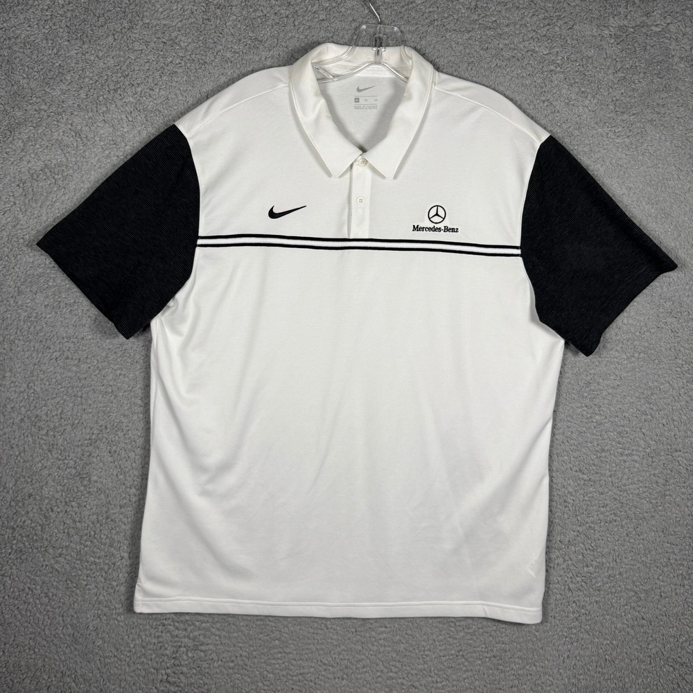 Nike Mens Mercedes-Benz Polo Shirt White Black CI4467-115 Size XL Golf Summer